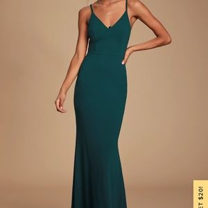 Moments Of Bliss Forest Green Backless Mermaid Maxi Dress